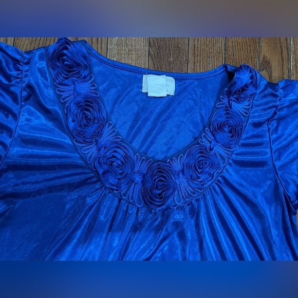 Lati Fashion…Vibrant Blue Women's Blouse with Floral Detail - Picture 4 of 8